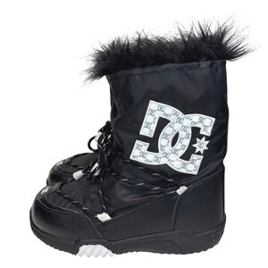 DC Shoes Chalet Black White Faux Fur Trim Snow Boots Moon Boot Style Size 10